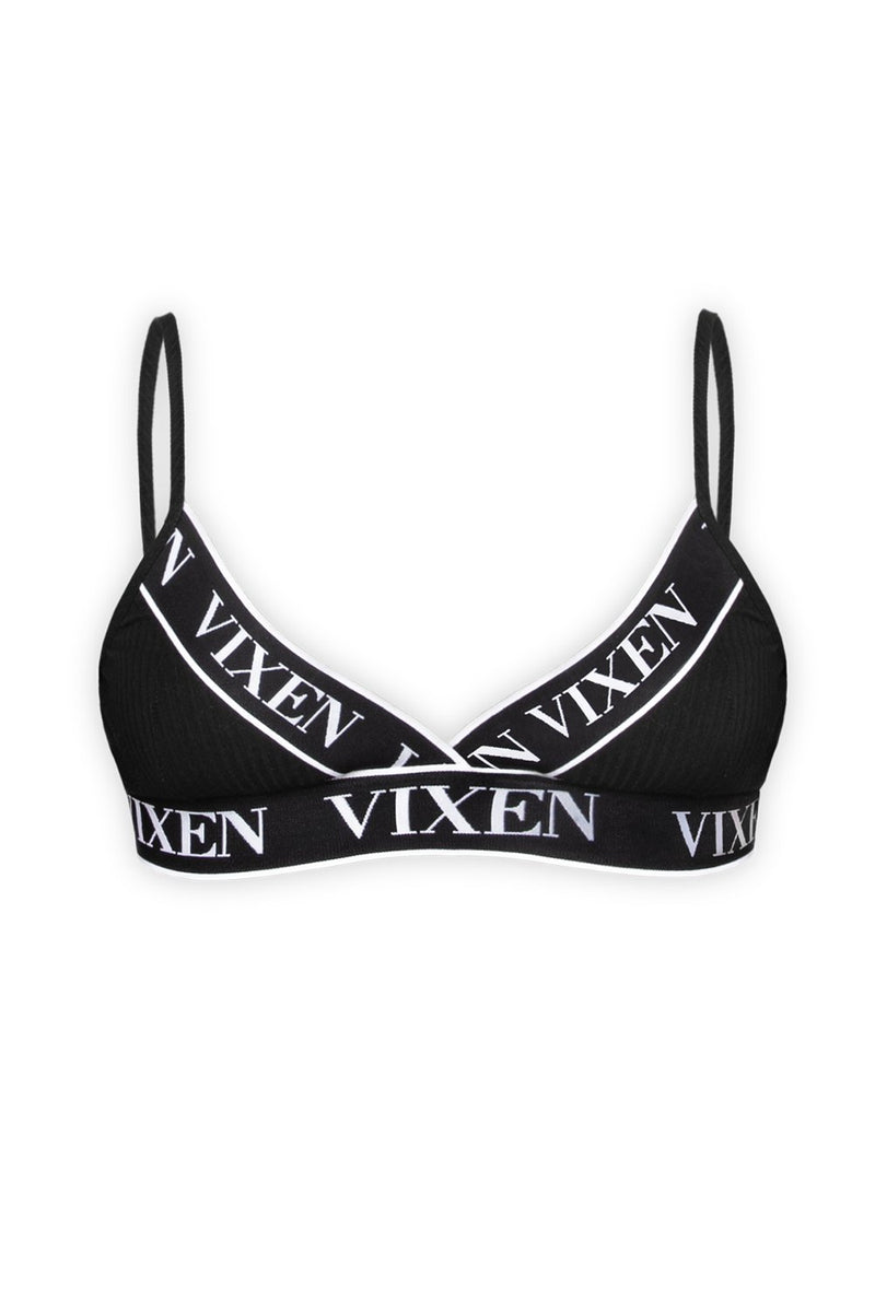 Vixen Striped Mesh Bralette & Shorties Black L-xl